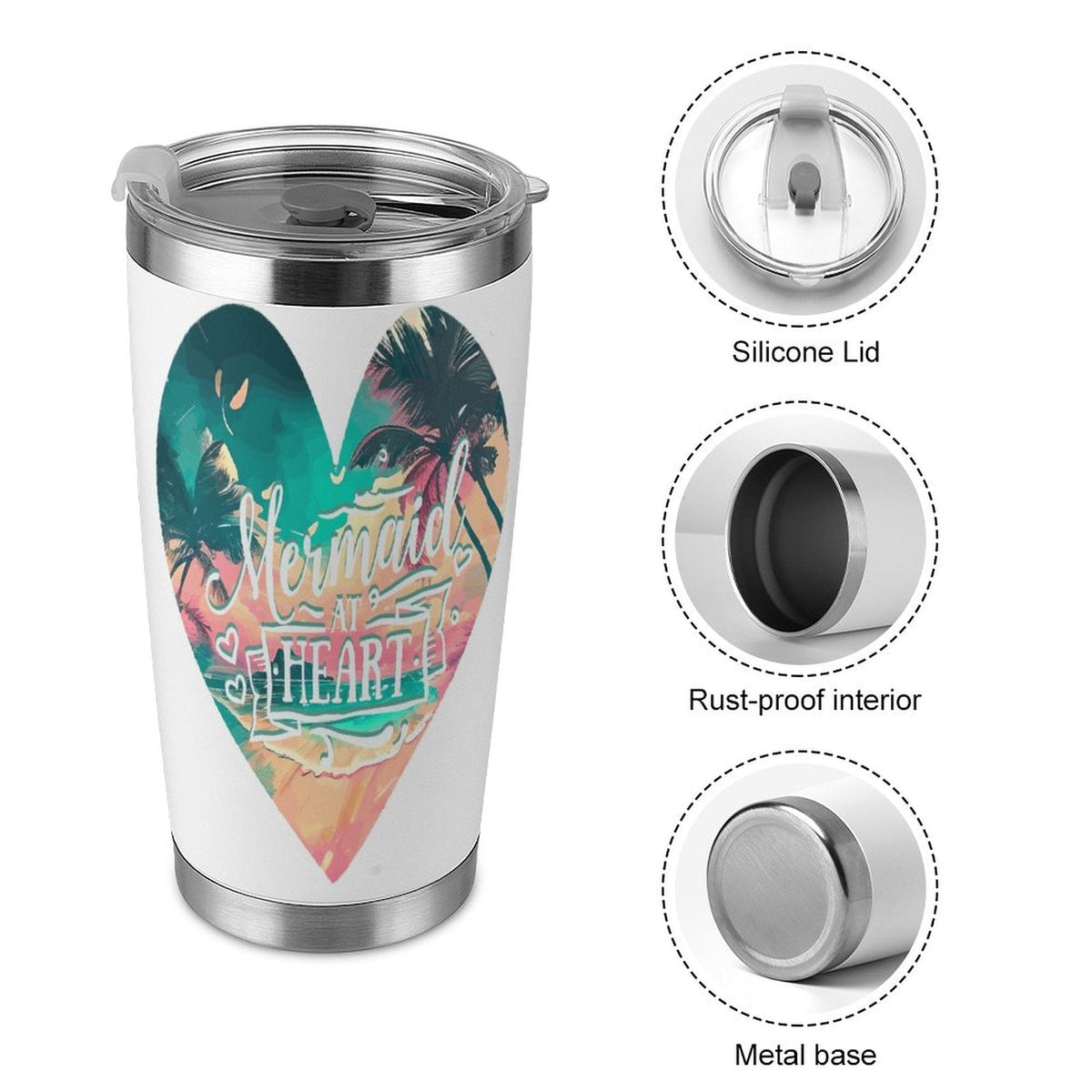Mermaid at Heart 20oz Stainless Steel Travel Mug