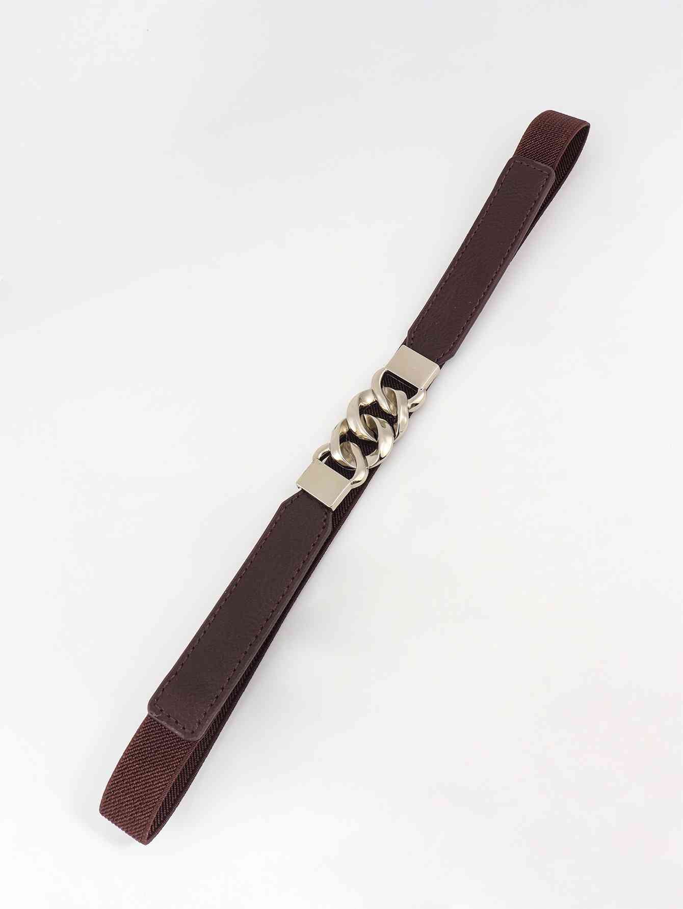ElegantStyle Zinc Alloy Buckle Elastic PU Belt – Versatile and Stylish Accessory See size chart under “more details”