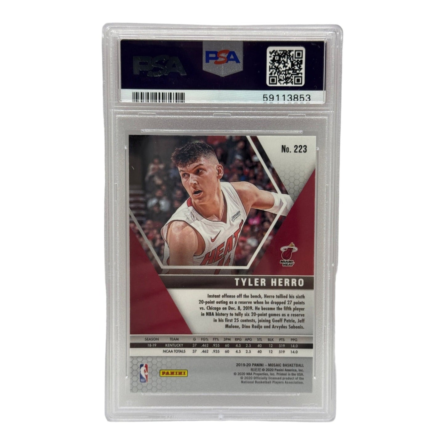 2019 Panini Mosaic Tyler Herro Rookie Card #223 PSA 10 GEM MINT