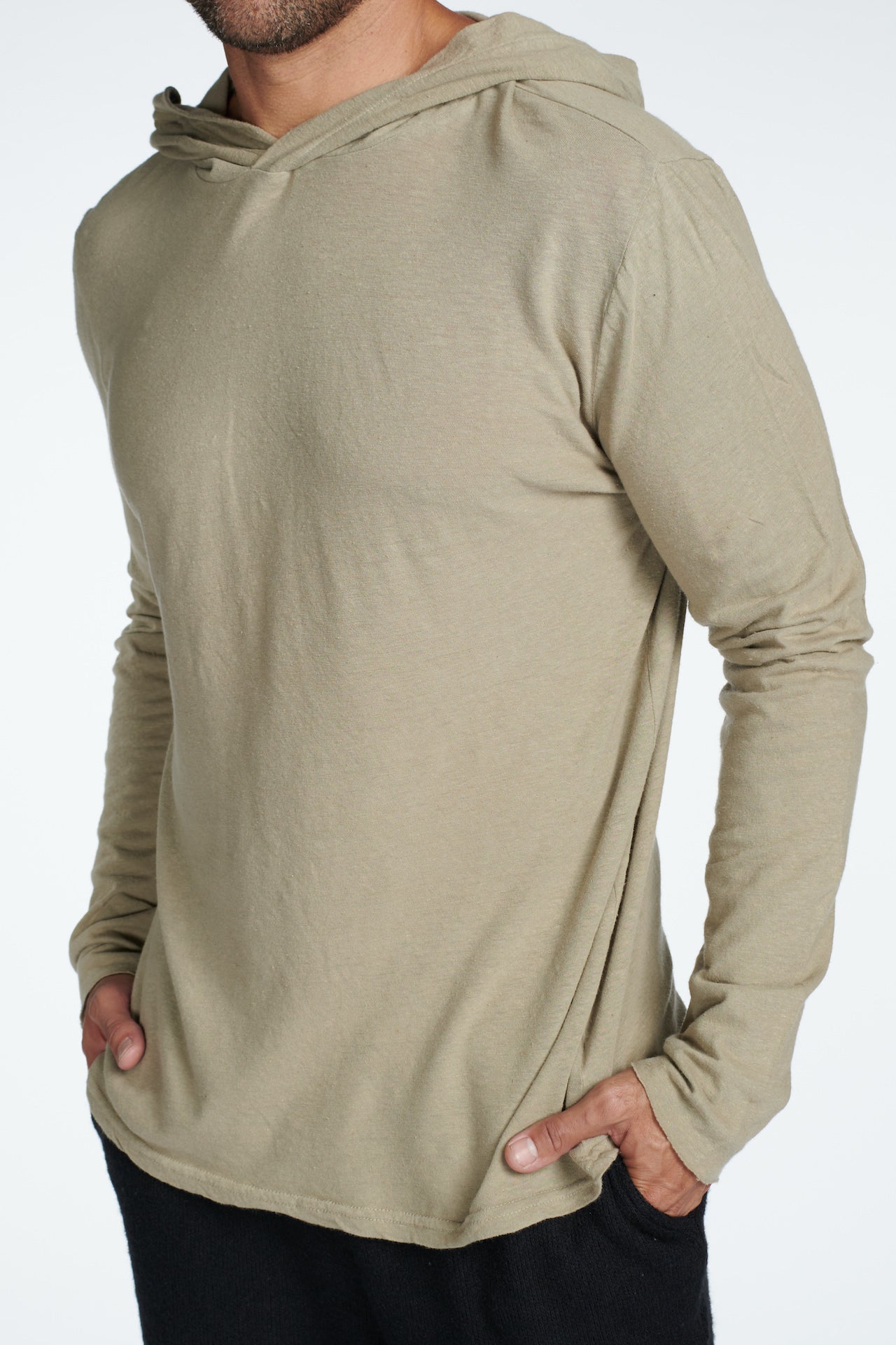 Sudadera con Capucha de Manga Larga de Lino para Hombre