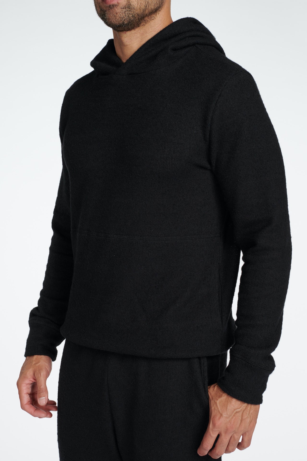 Sudadera con capucha de punto suave jaspeado para hombre