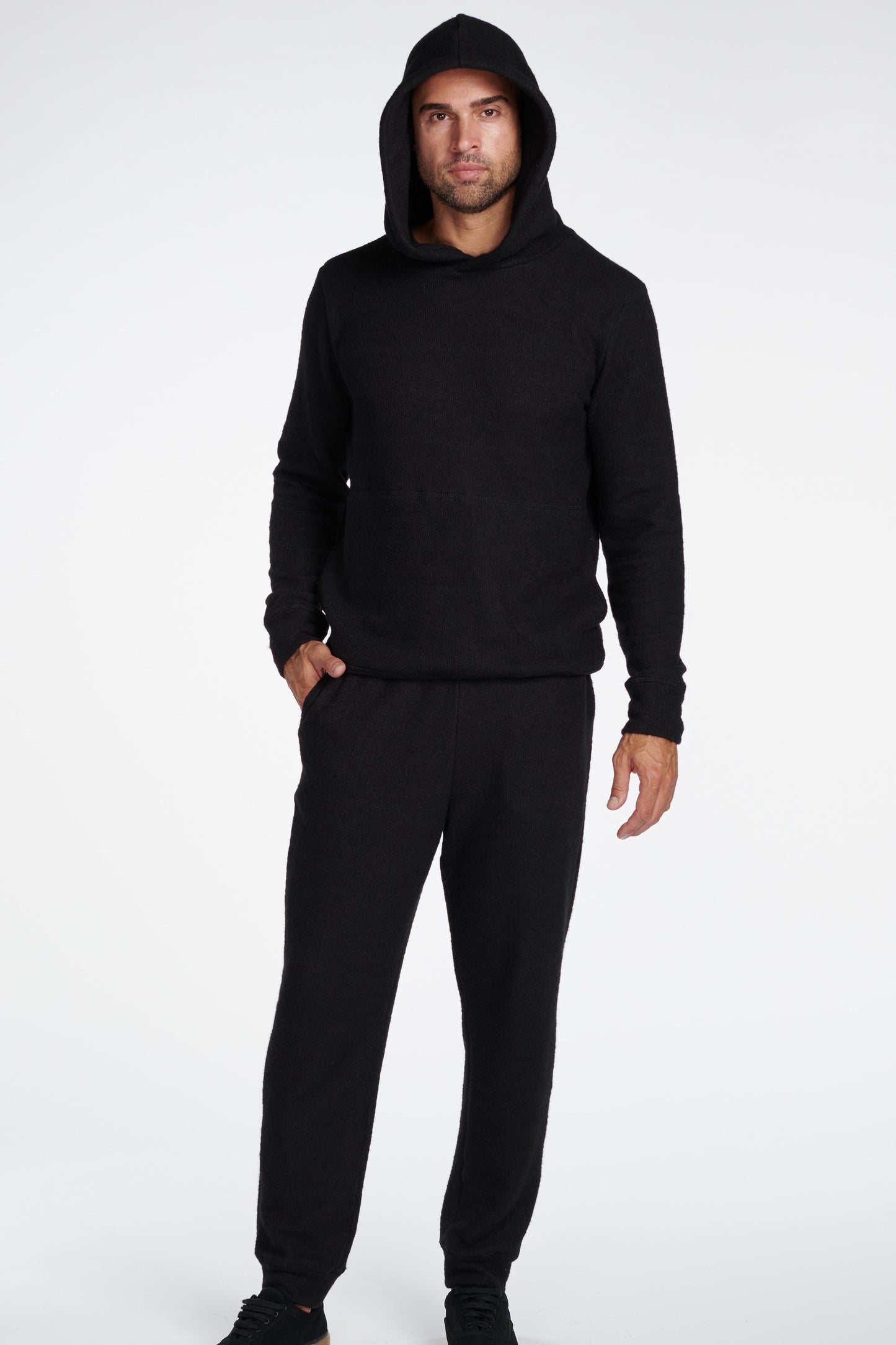 Sudadera con capucha de punto suave jaspeado para hombre
