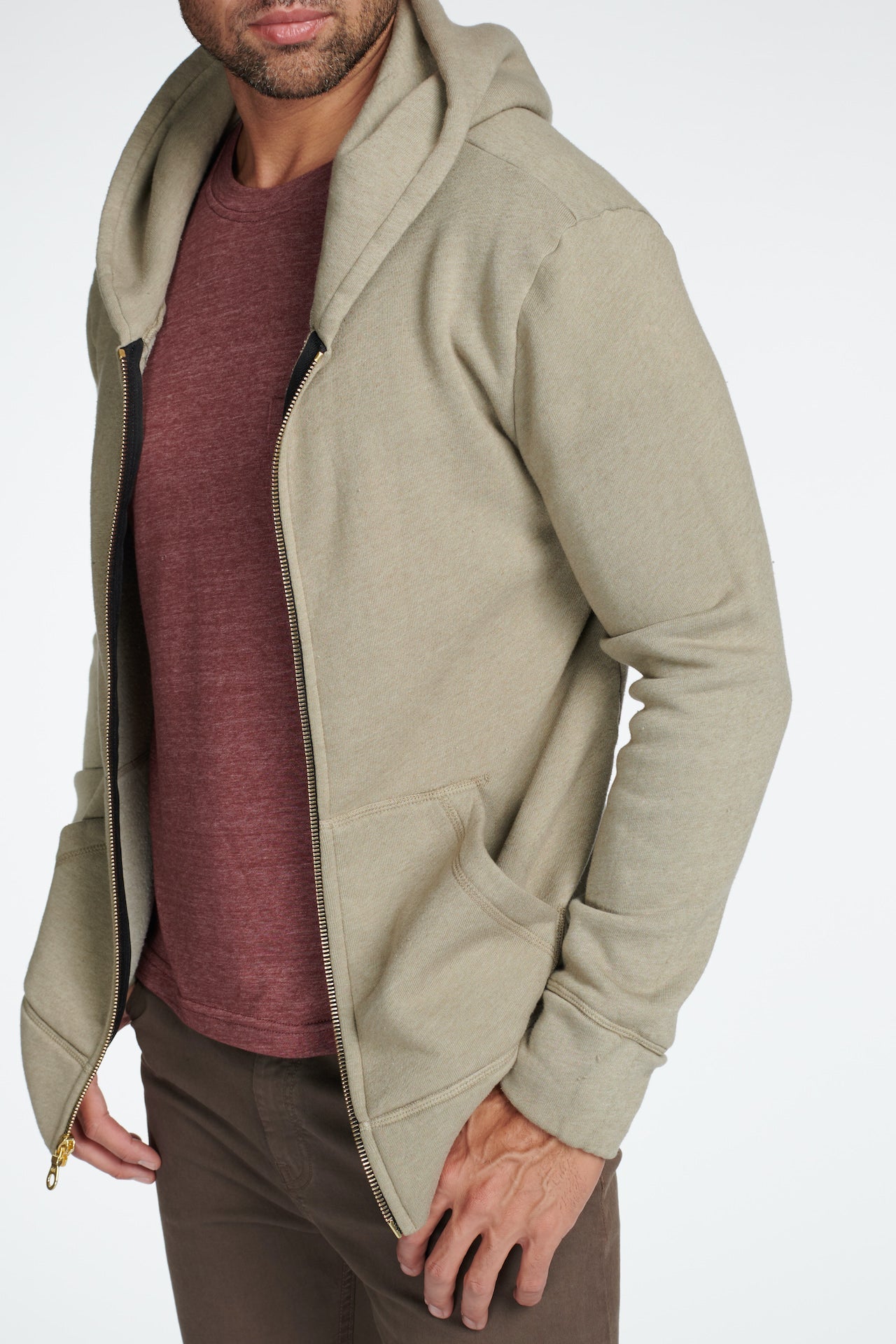 Sudadera con capucha y cremallera de felpa francesa para hombre