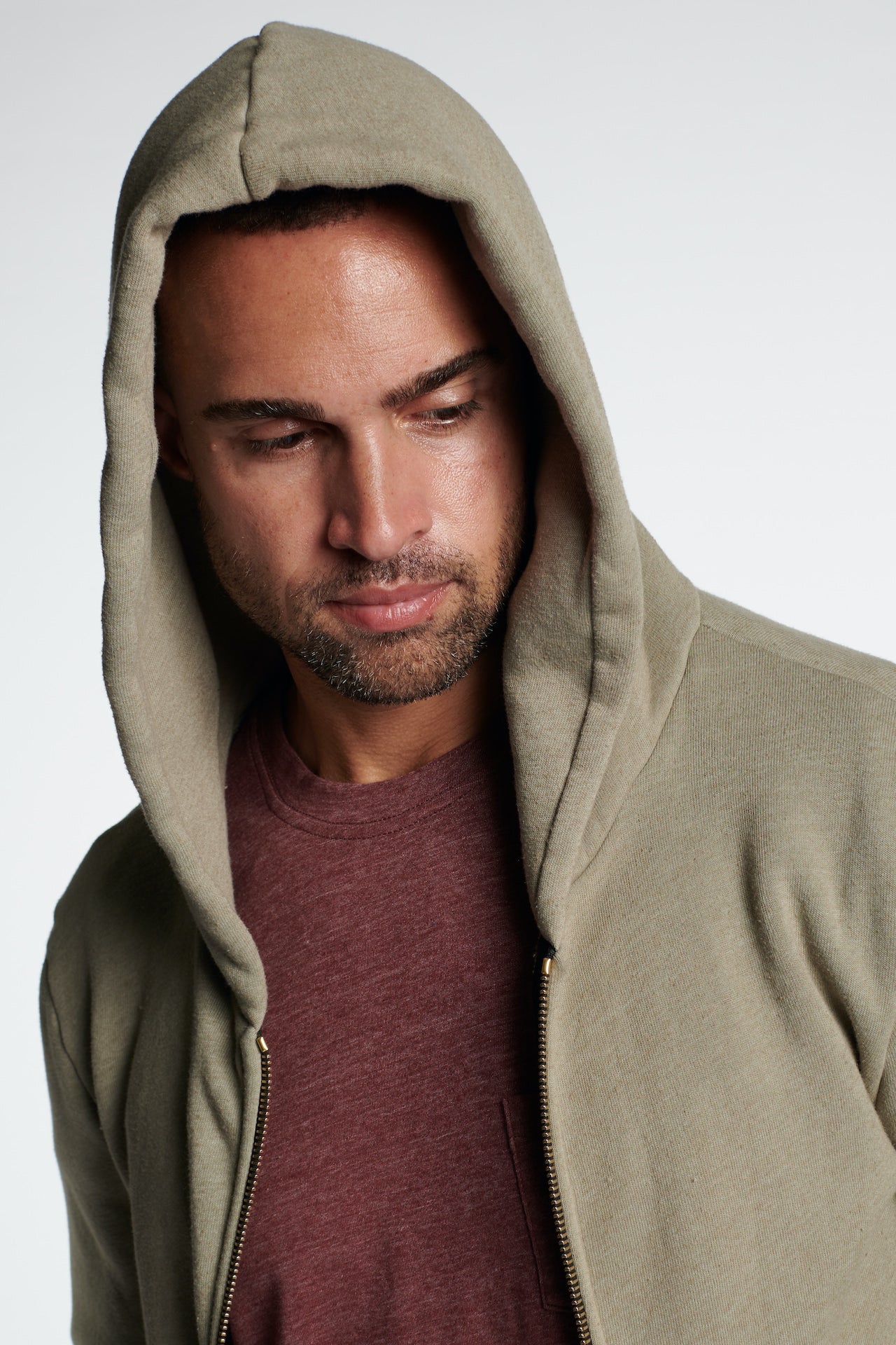 Sudadera con capucha y cremallera de felpa francesa para hombre