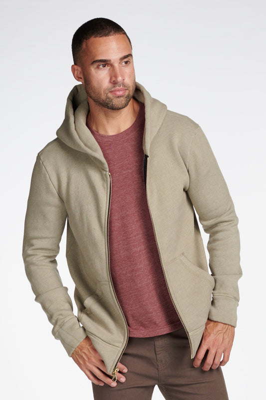 Sudadera con capucha y cremallera de felpa francesa para hombre