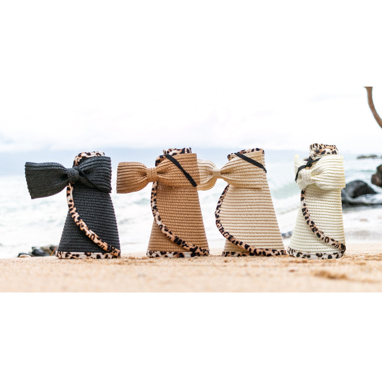 Viseras plegables con lazo y ribete de leopardo