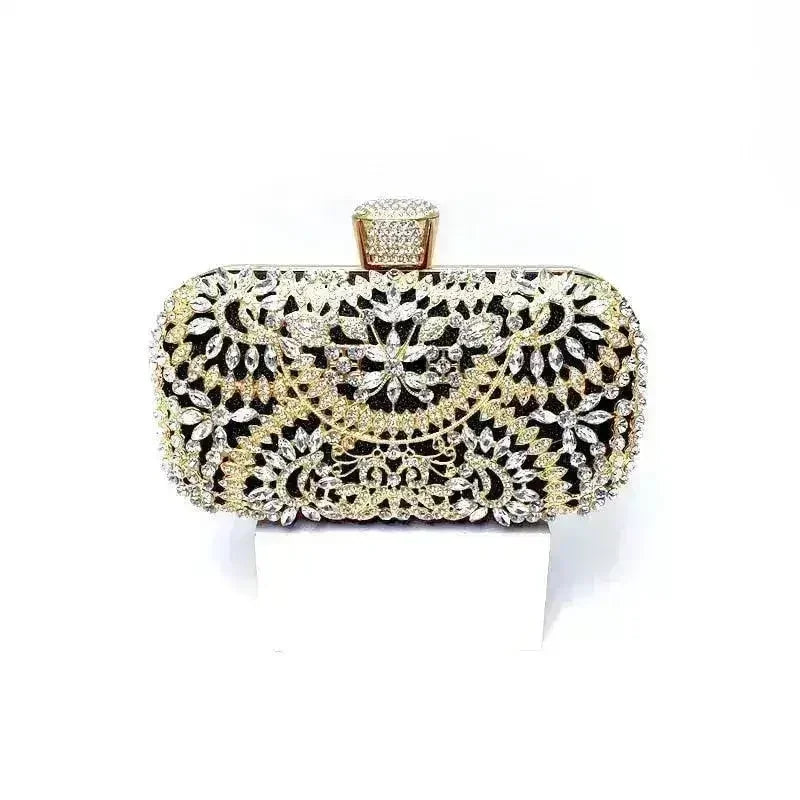 Floral Diamond Clutch Bag - Wedding & Party Minaudière | Femstylo