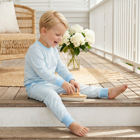 Conjunto de sudadera de bambú Seaside Stripe Little Lounger