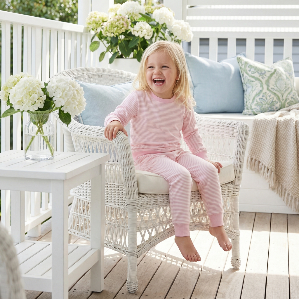 Pijama de bambú Little Lounger Peony Stripe