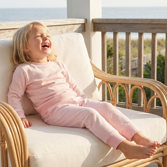 Pijama de bambú Little Lounger Peony Stripe