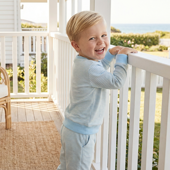 Conjunto de sudadera de bambú Seaside Stripe Little Lounger