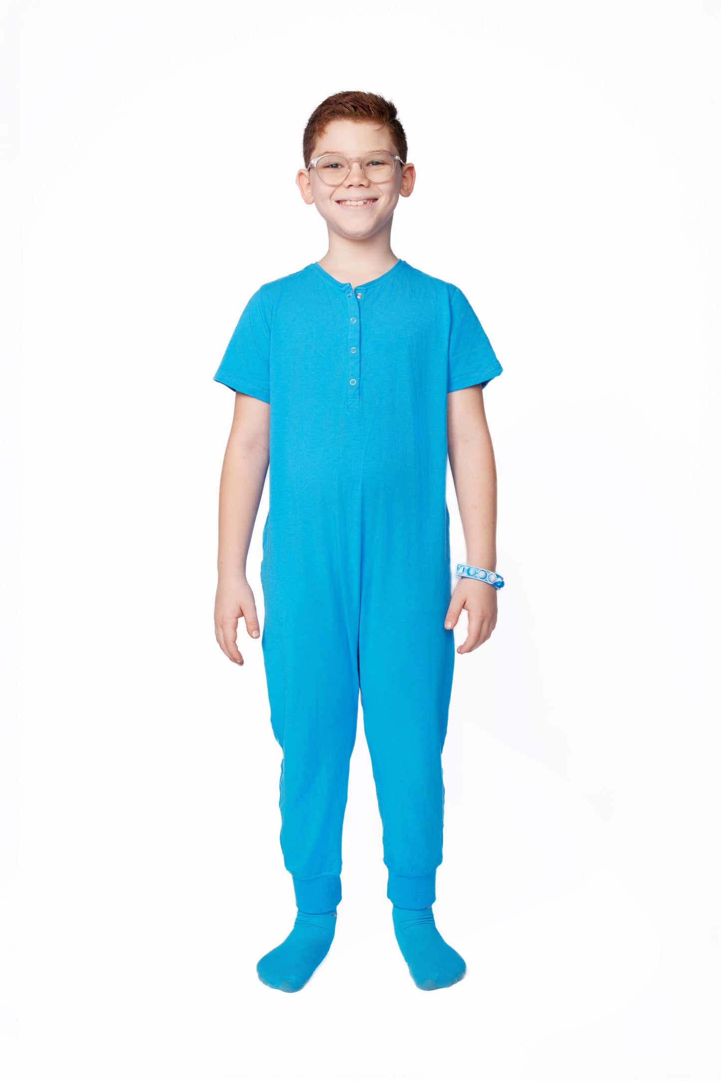 Ultimate Comfort Playsuit w Chewy Sensory Bracelet- BLUE