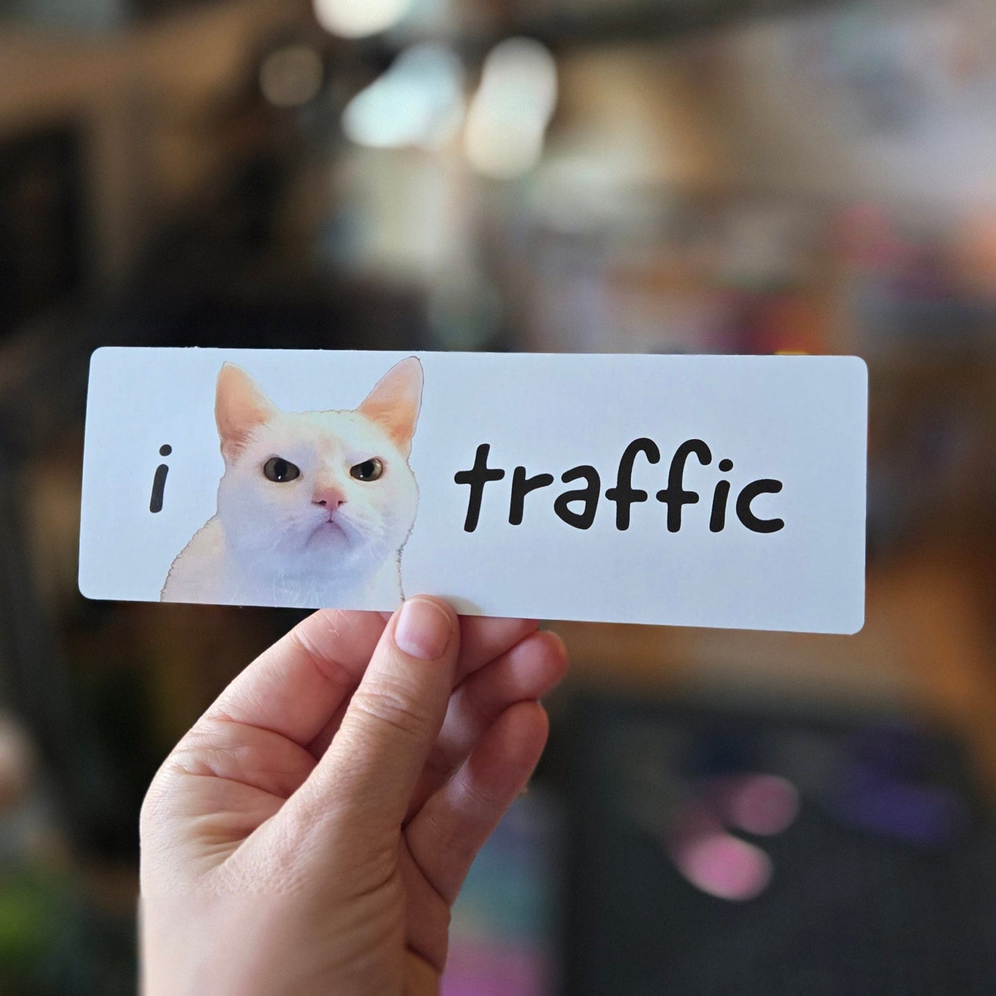 I Hate Traffic Cat Funny Bumper Sticker or Magnet