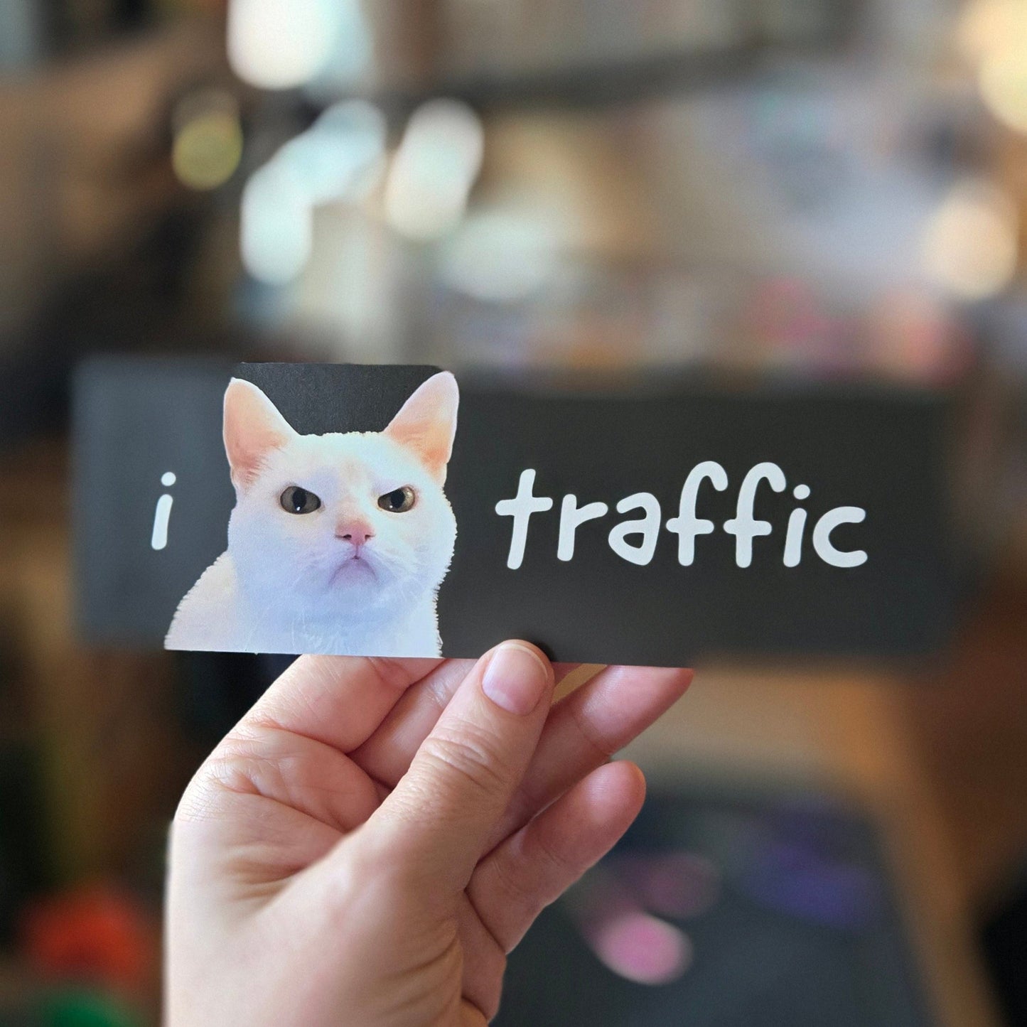 I Hate Traffic Cat Funny Bumper Sticker or Magnet