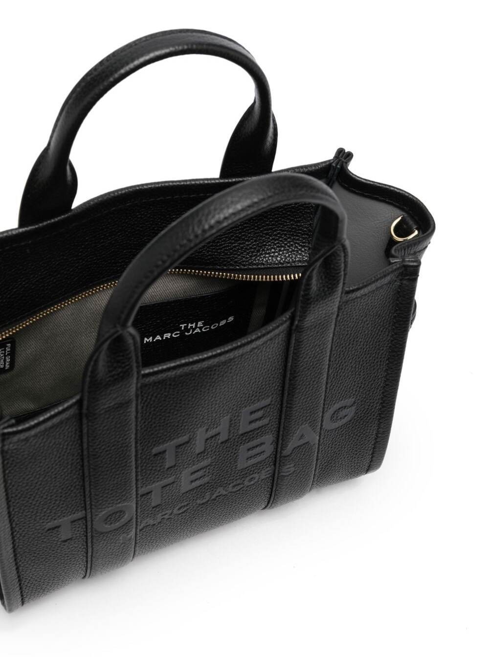 Marc Jacobs Women 'The Mini Tote Bag' Black Shoulder Bag With Logo In Grainy Leather Woman