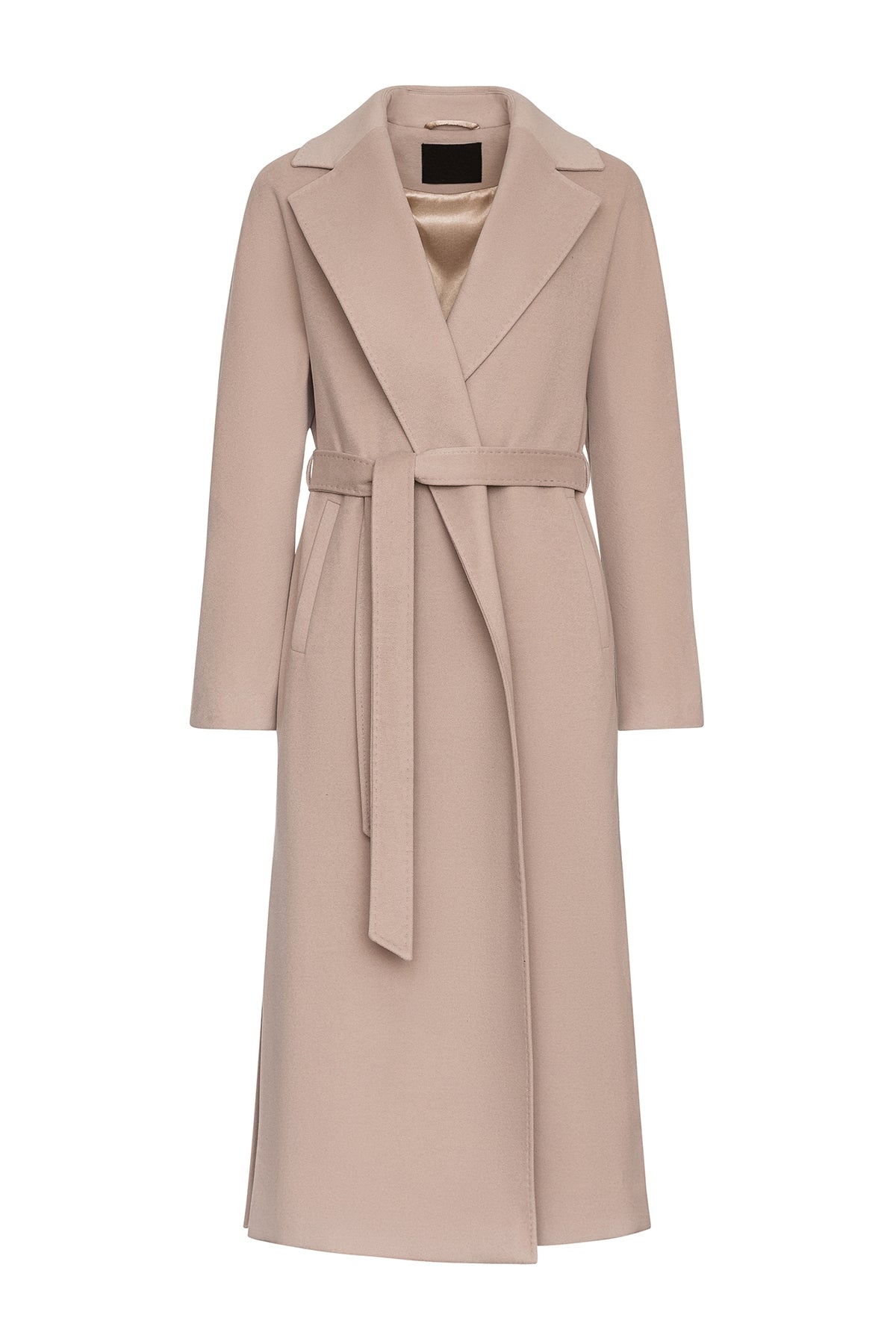 Abrigo envolvente de lana y cachemira Cambridge Comfort en color nude