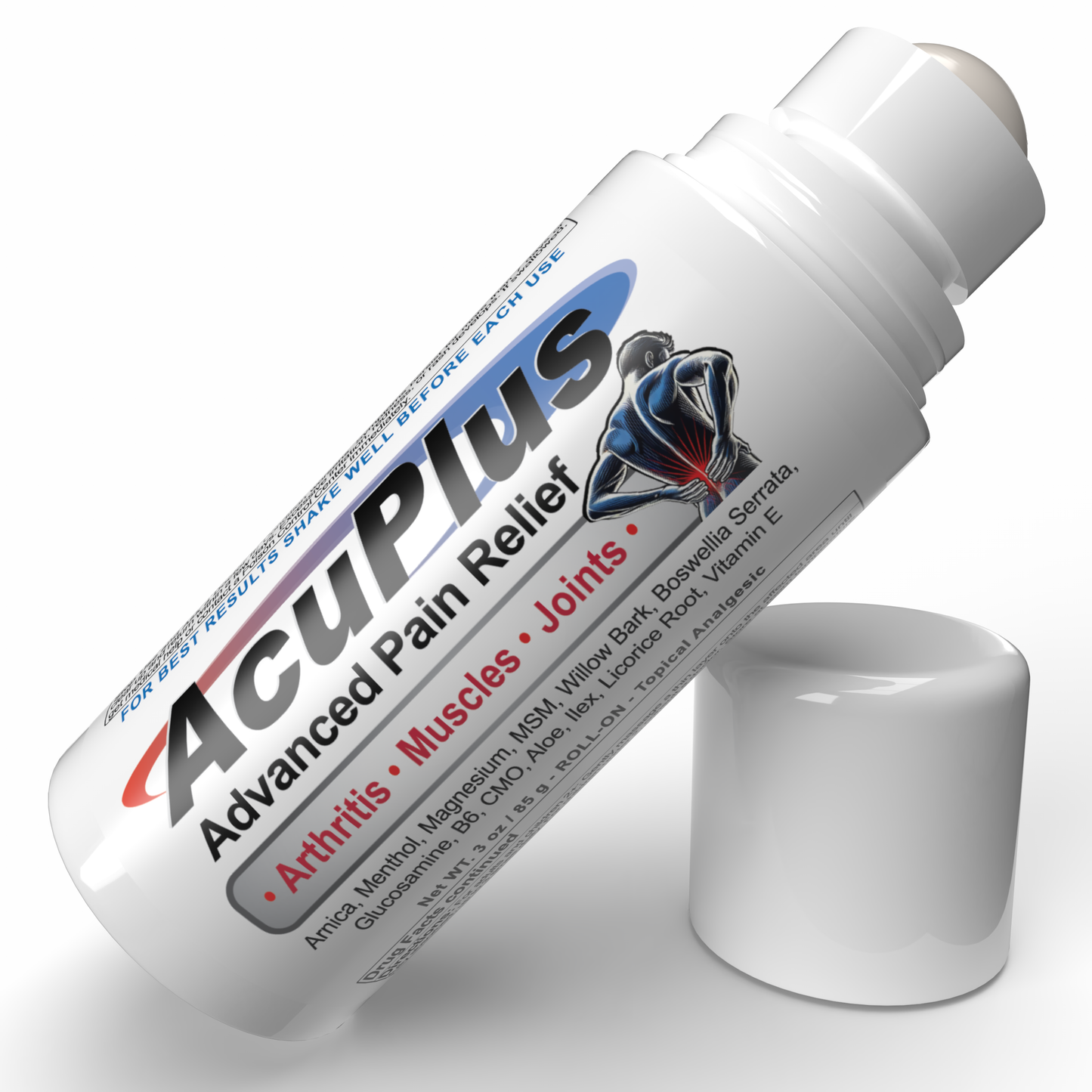 AcuPlus 3 oz. Pain Relief Roll-On – Fast-Acting, Hands-Free Application