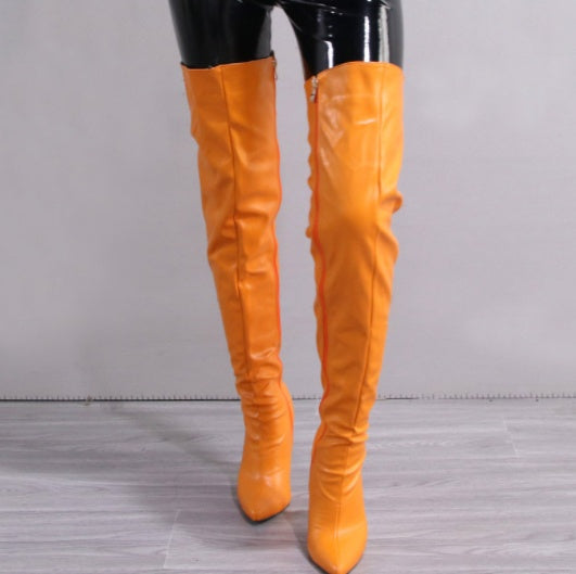 Pointed-Toe Stiletto High-Heel Over-the-Knee Boots