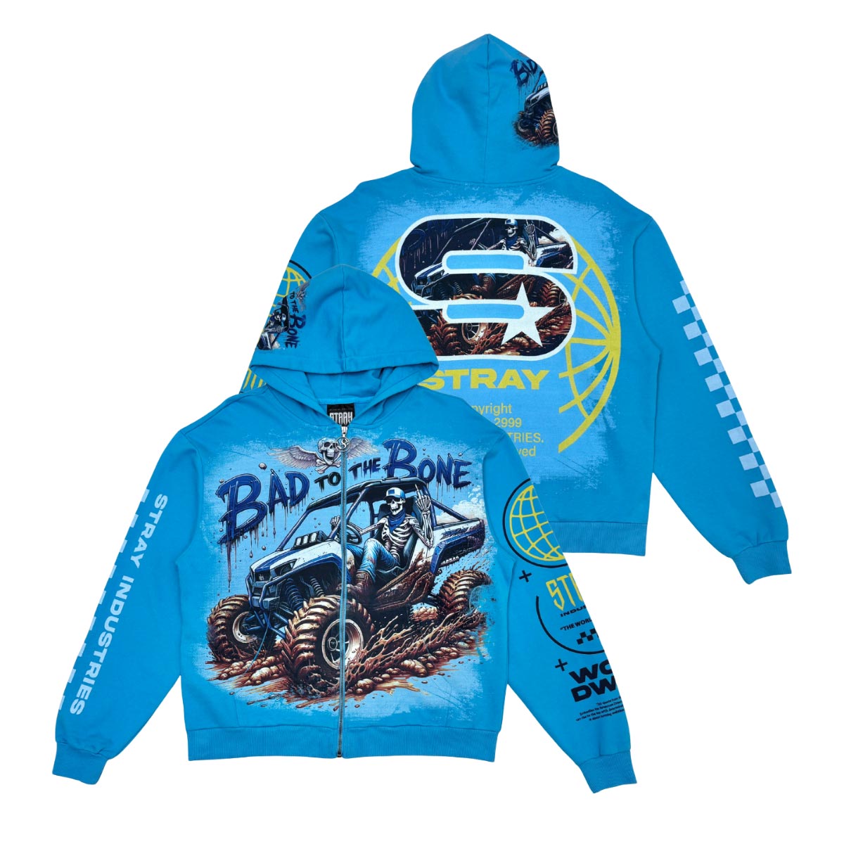 Stray bad to the bone full-zip hoodie