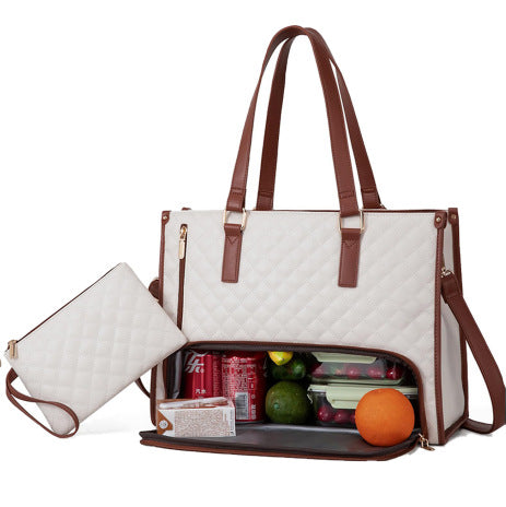 Women's Quilted Laptop Bag with Matching Crossbody