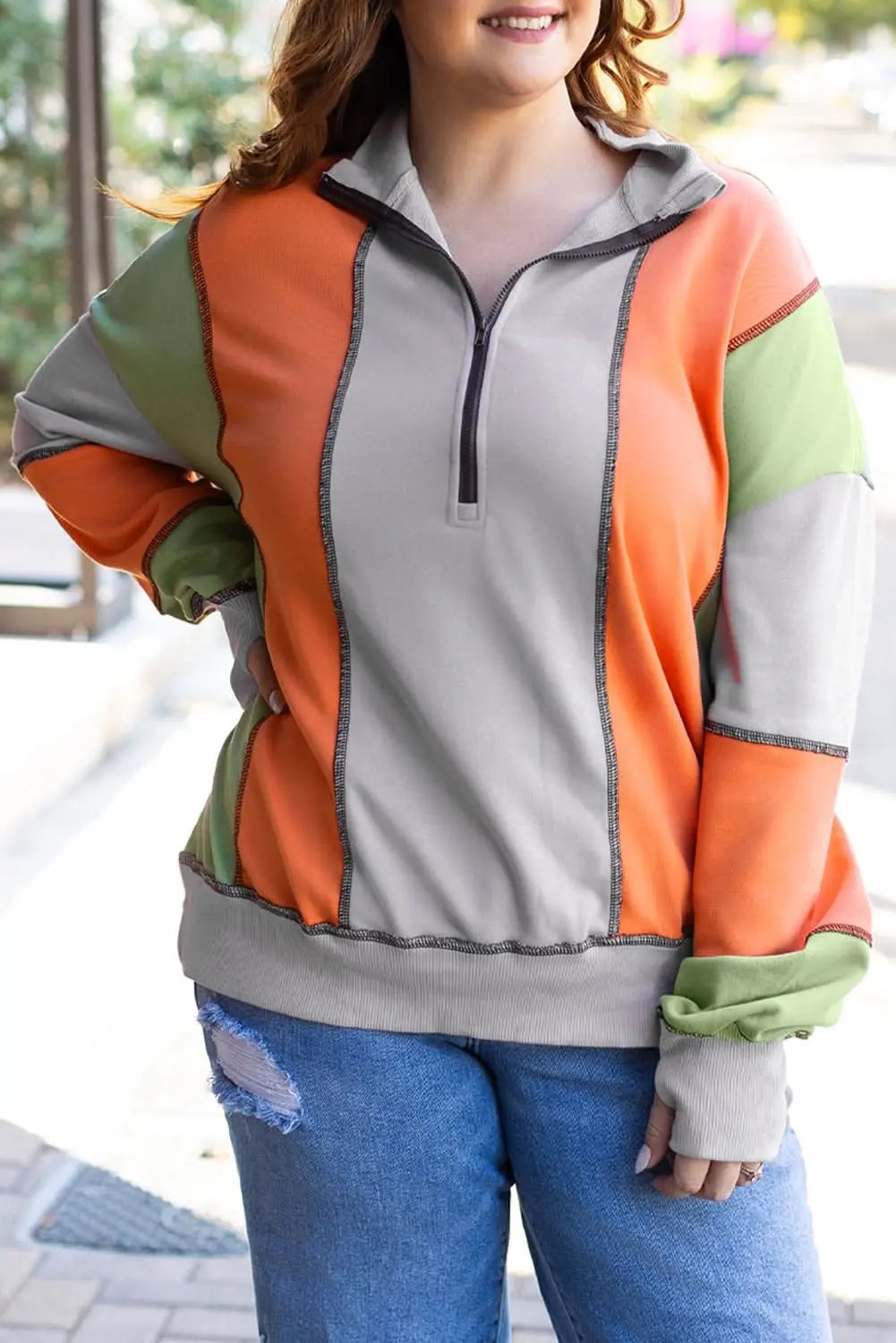 Love Salve Colorblock Half Zip Sweatshirt — Cozy Fit Women's