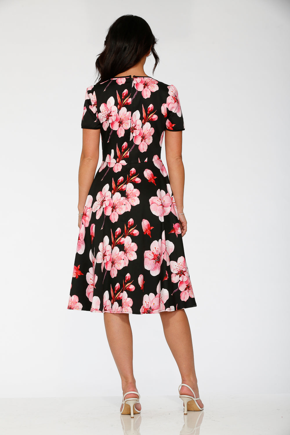 20561 Vestido acampanado con estampado Black Orchid Bloom