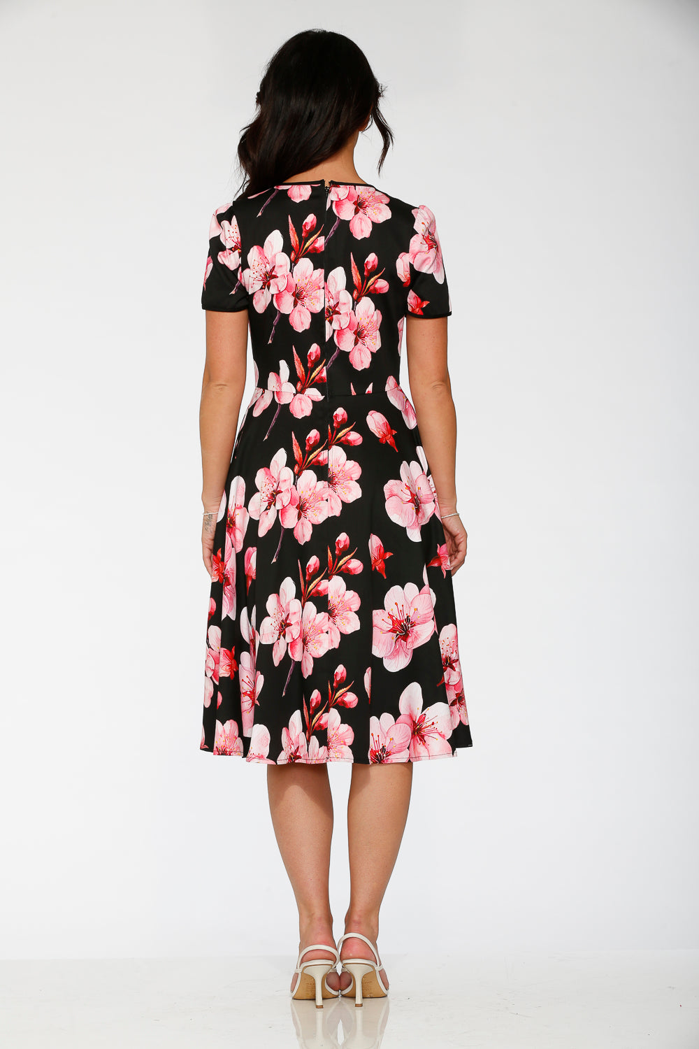 20561 Vestido acampanado con estampado Black Orchid Bloom