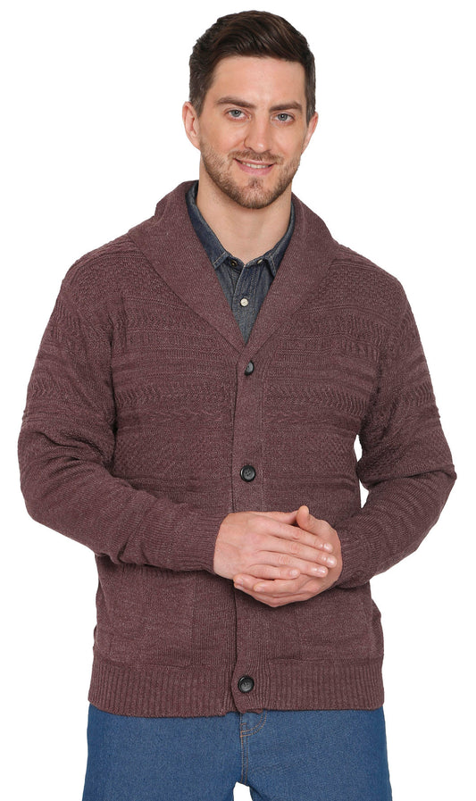 Cárdigan de punto jacquard con cuello chal para hombre