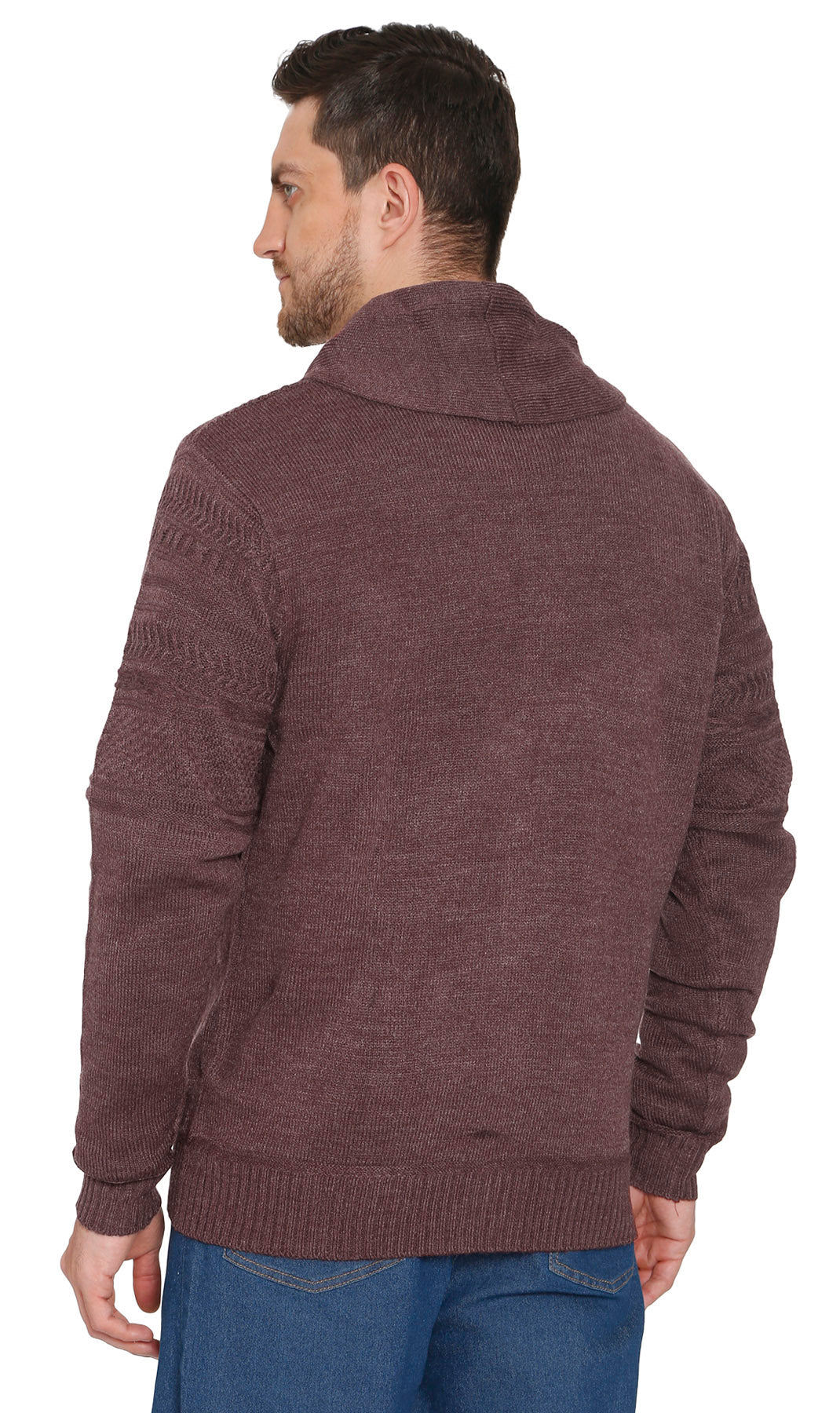Cárdigan de punto jacquard con cuello chal para hombre