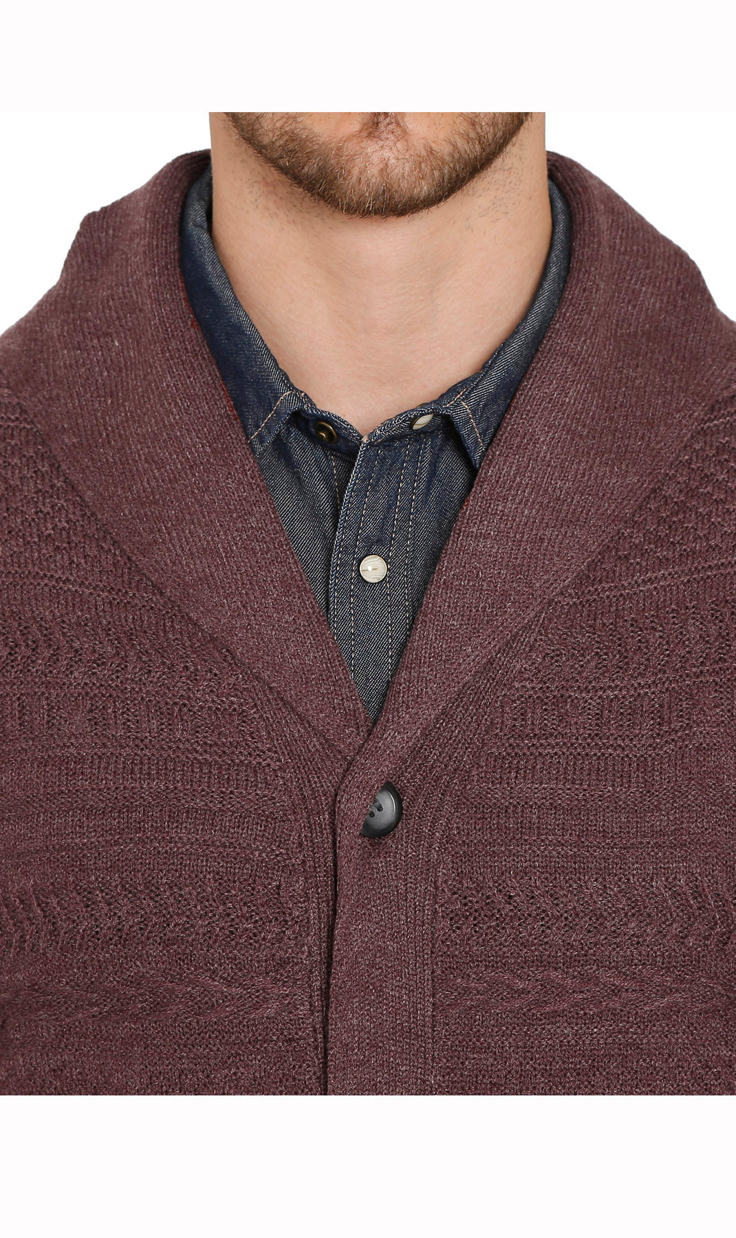 Cárdigan de punto jacquard con cuello chal para hombre