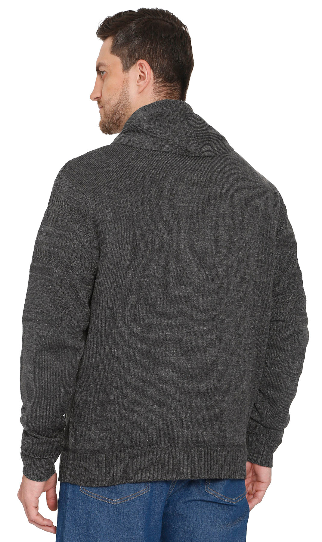 Cárdigan de punto jacquard con cuello chal para hombre