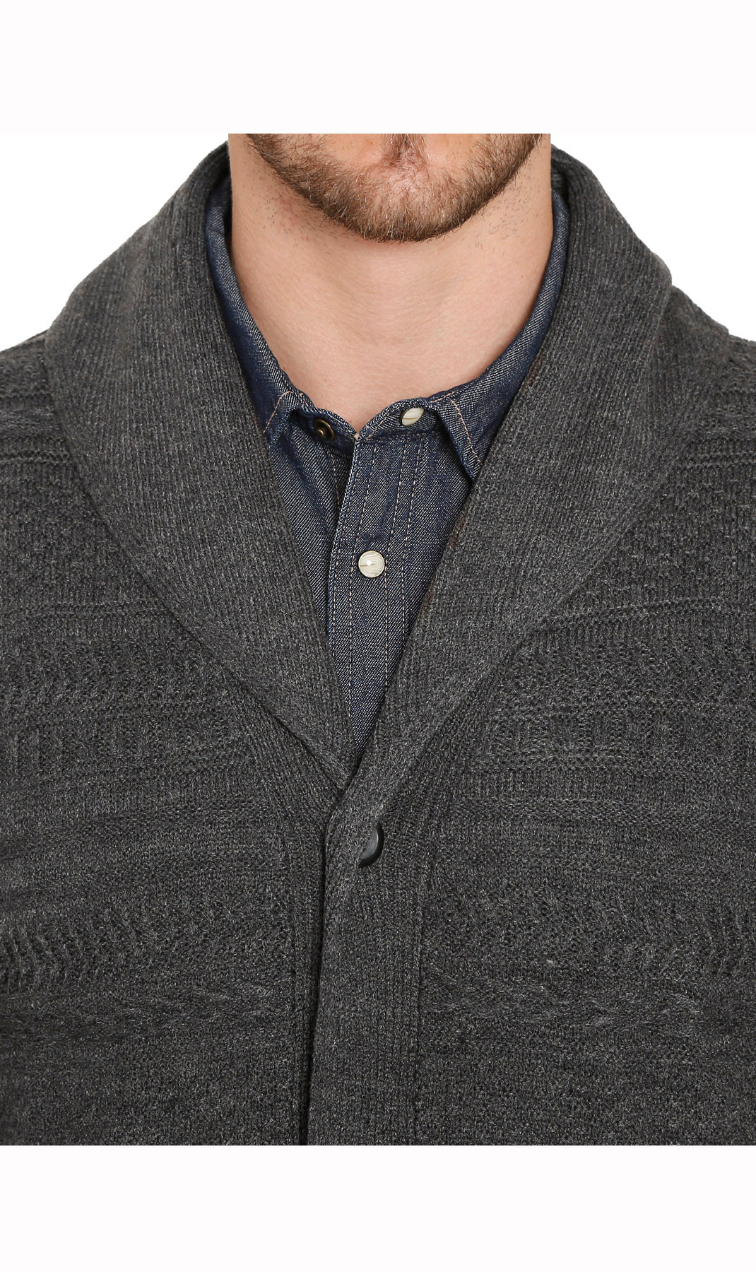 Cárdigan de punto jacquard con cuello chal para hombre