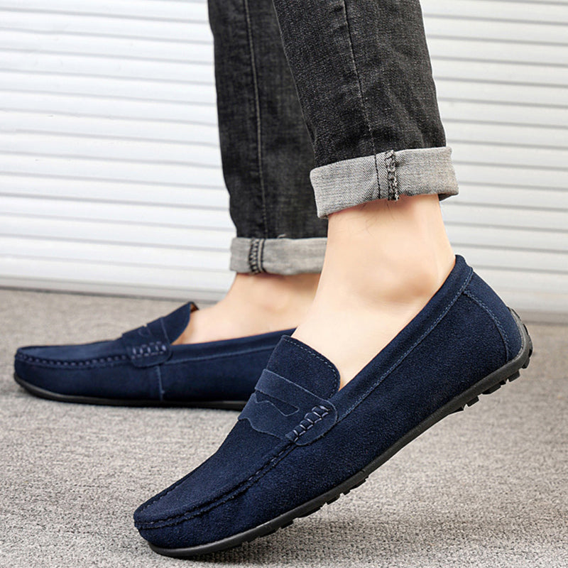 Men's Solid Color Suede Loafers