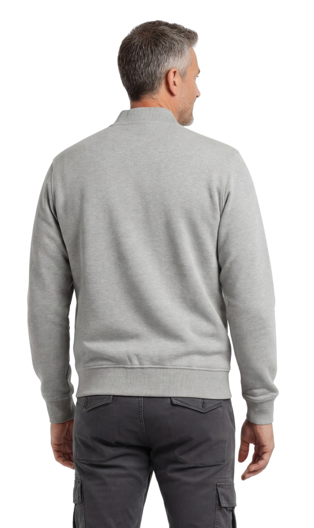 Chaqueta de béisbol de forro polar clásica con cremallera para hombre en tejido ligero de mezcla de algodón con un toque deportivo