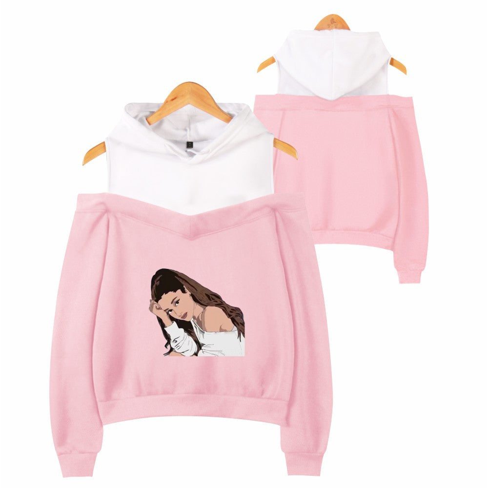 Off-shoulder hooded sweatshirt See size chart under “more details”