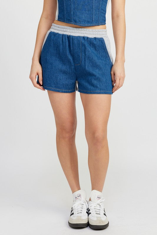 MIXED MEDIA HIGH WAIST SHORTS See size chart under “more details”
