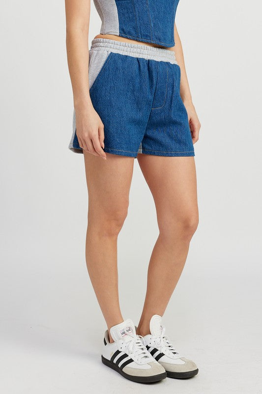 MIXED MEDIA HIGH WAIST SHORTS See size chart under “more details”