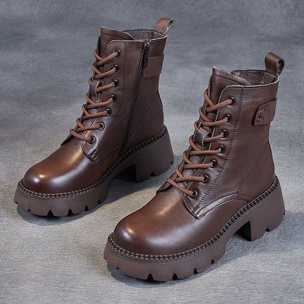 Women's Fleece-Lined Platform Martin Boots