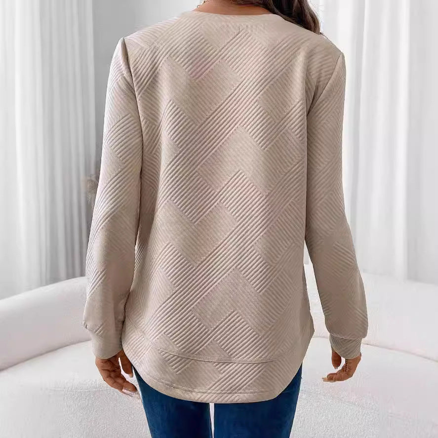 Women's Crew Neck Casual Long Sleeve Shirt See size chart under “more details”