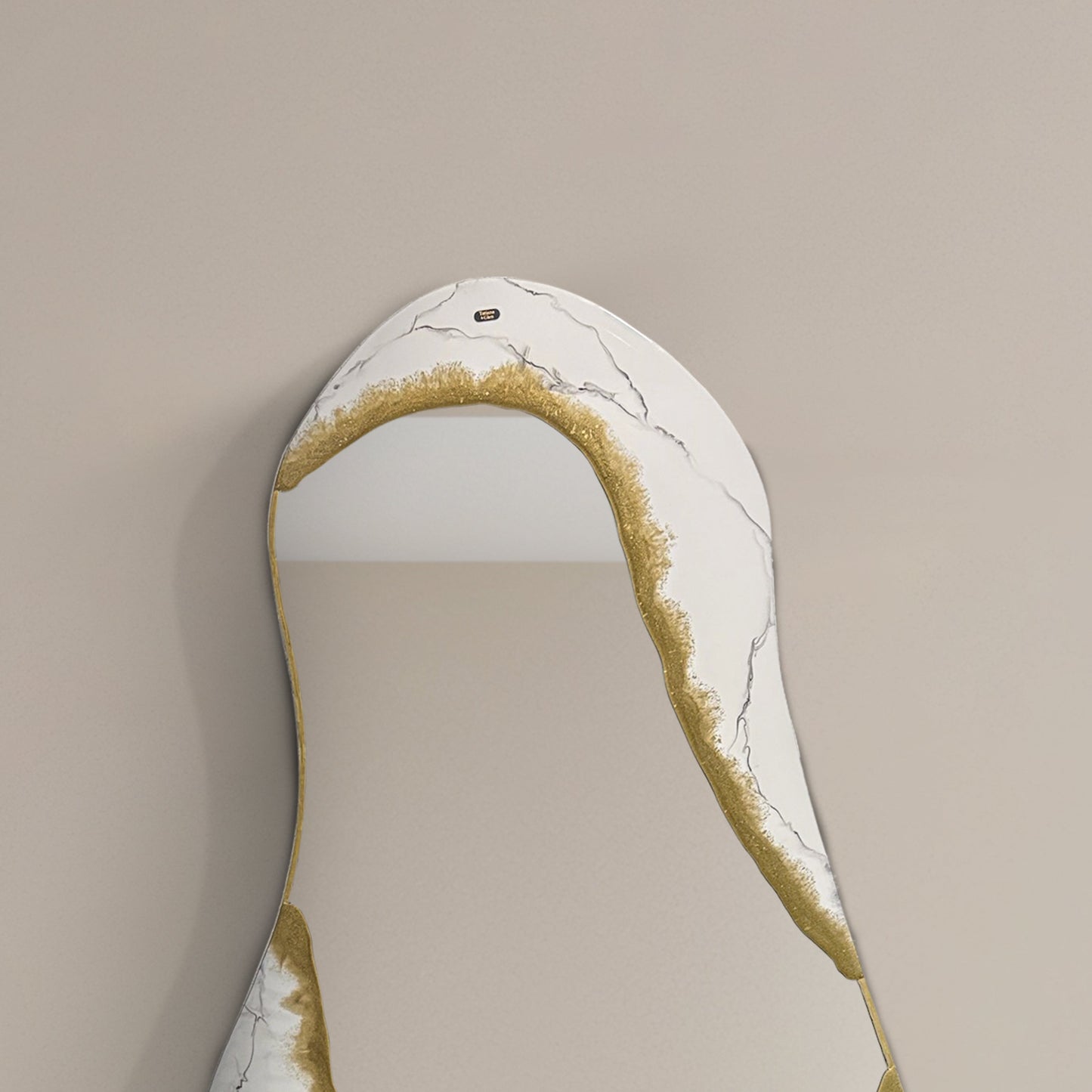 Hand Sculptured Organic Wall Mirror - Tatiana Glen - Kintsugi Flow - 47H x 21W Inches