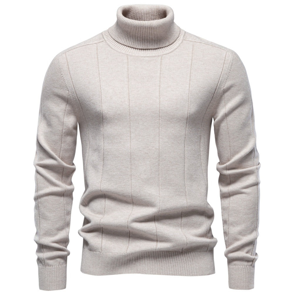 2026 Autumn Winter Cross-Border Trade Thickened Warm Sweater For Men, High Collar Slim Fit Men's Knitwear