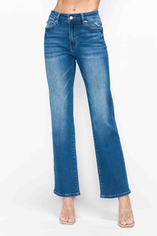 bytos Jeans Rectos de Tiro Alto de Talle Completo Cat's Whiskers
