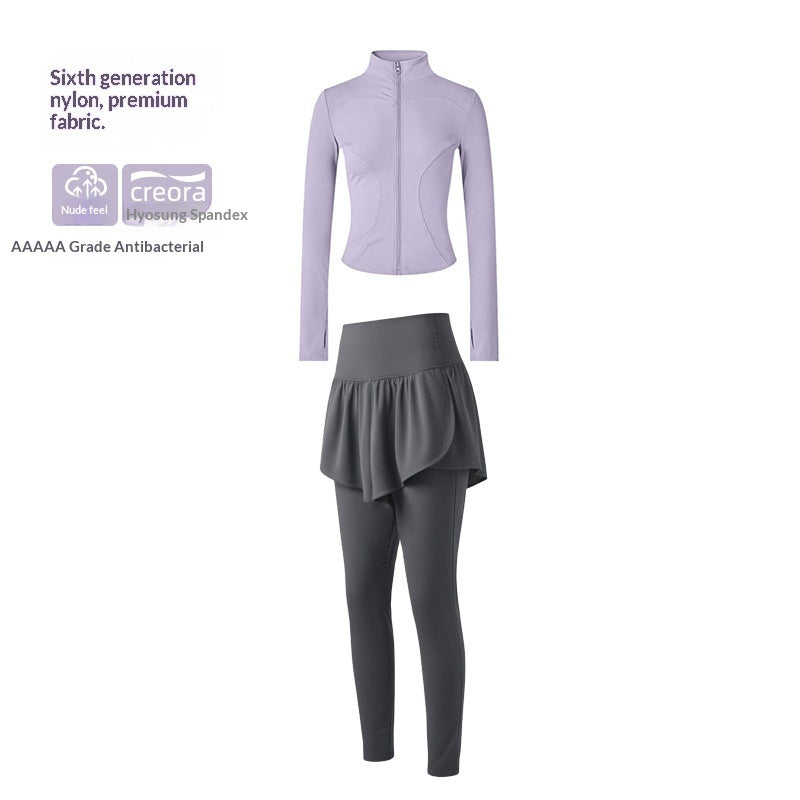 Long, Stand-collar Yoga Jacket For Womenideal For Pilates Outdoor Workouts And Running