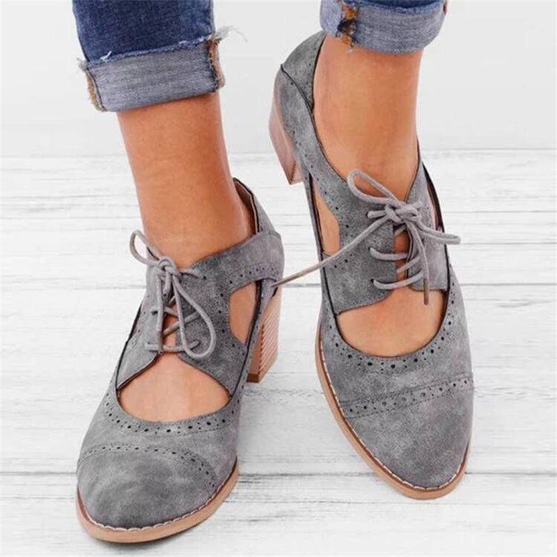 Women's Lace-Up Cutout High-Heeled Shoes