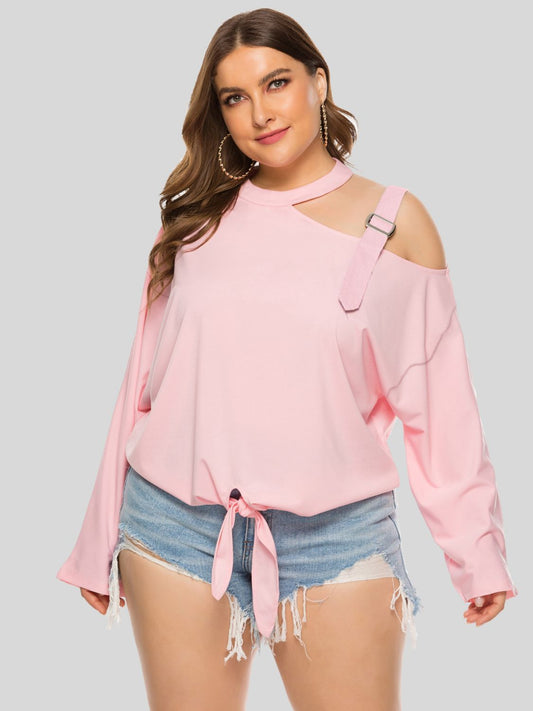 Plus Size Cold-Shoulder Tied Top See size chart under “more details”