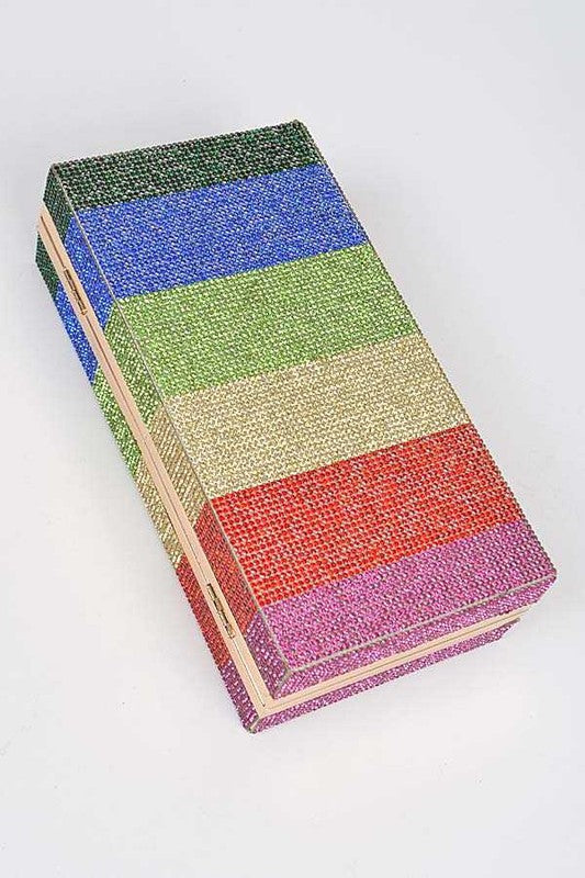 Rainbow Rhinestone Pave Box Clutch