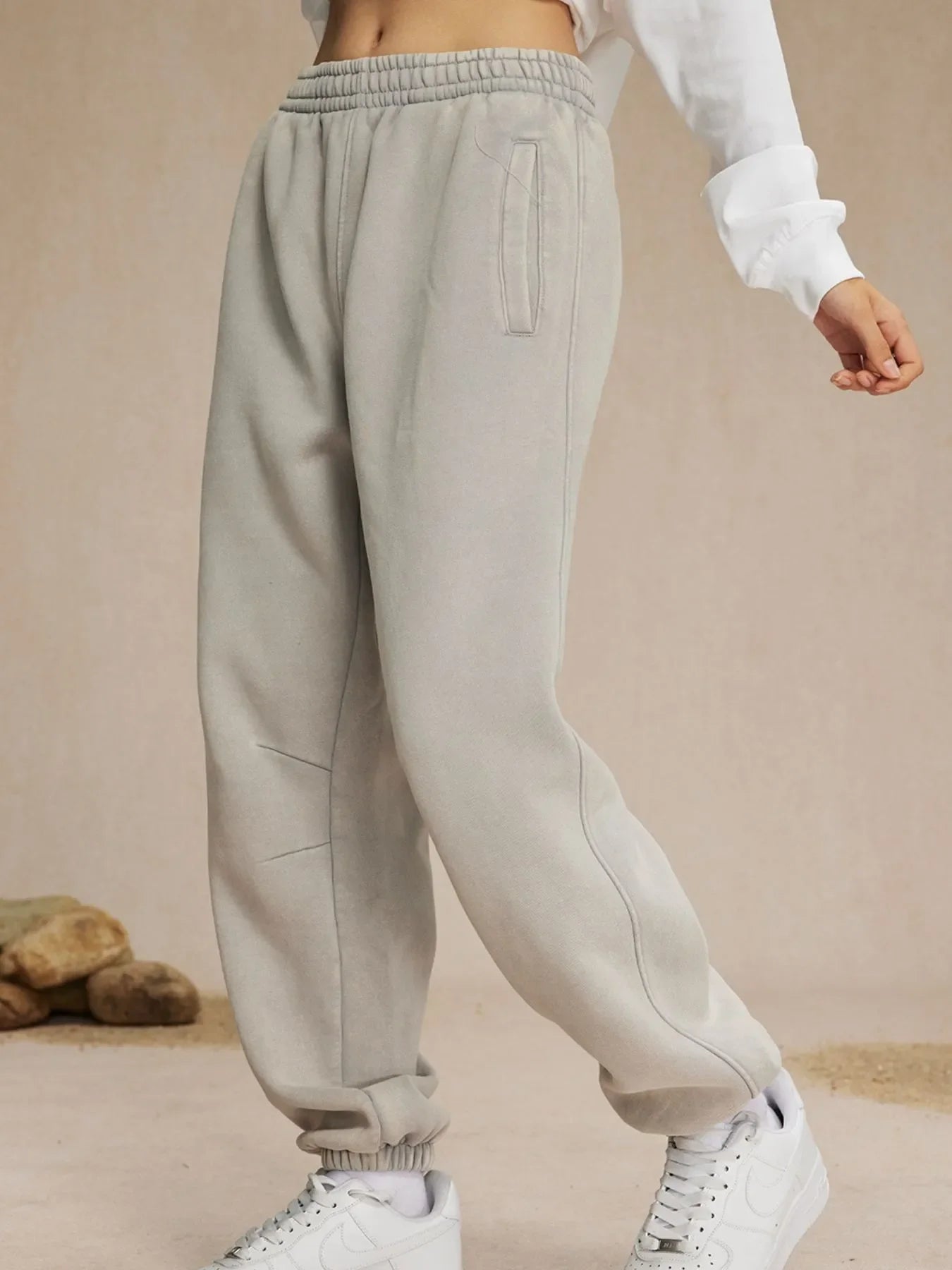 Pantalones deportivos de algodón con cintura elástica informales para hombre