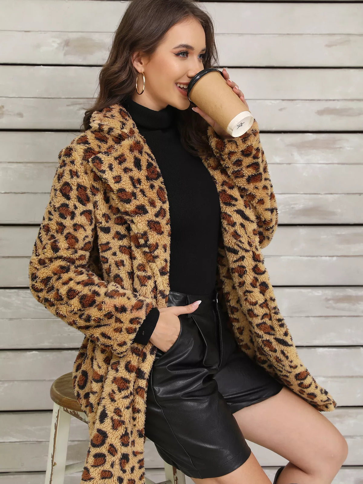 Leopard Fuzzy Teddy Coat