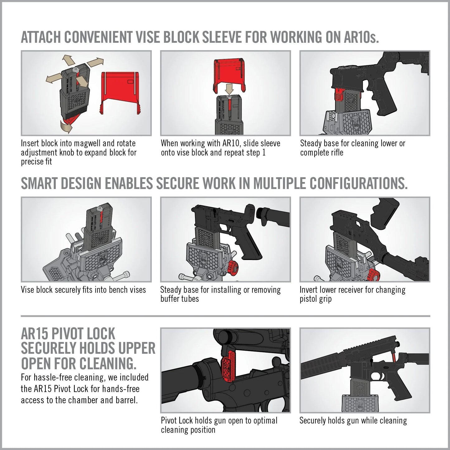 Bloque de mordaza Smart-Fit AR15 con manguito para AR10*