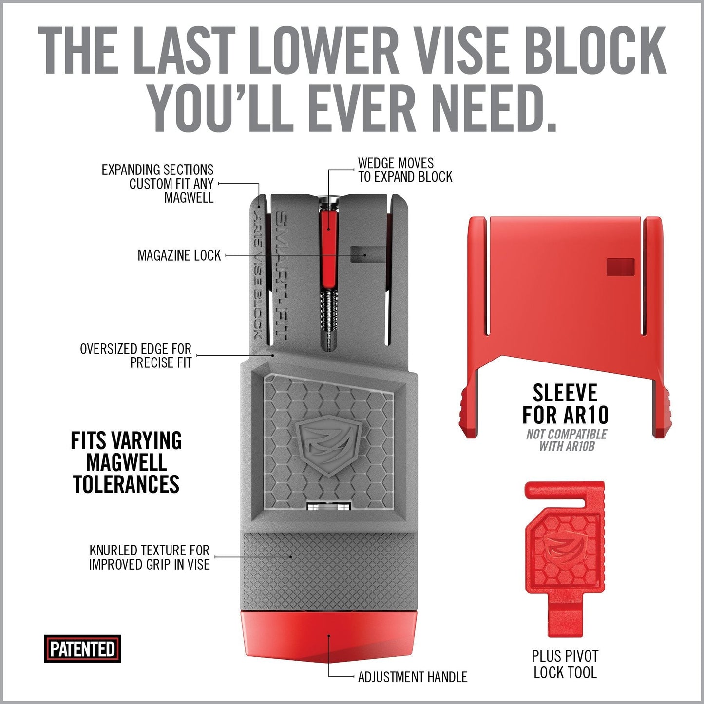 Bloque de mordaza Smart-Fit AR15 con manguito para AR10*
